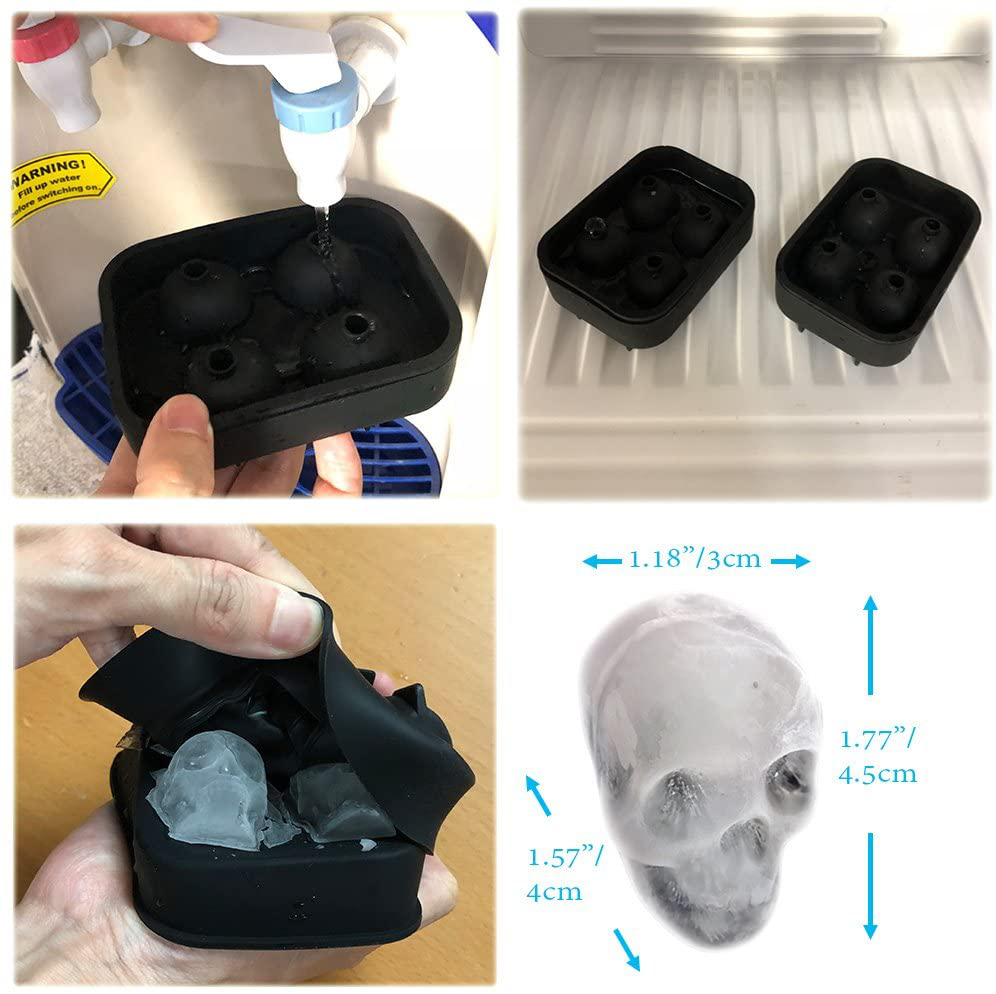 Flexible Silicone Skull Ice Cube Mold Tray