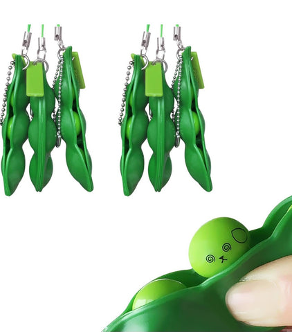 Fidget Toy Squeeze Pea Bean Keychain 3pack