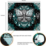 Death Moth Tapestry Skull Tapestry Butterfly Tapestry Gothic Skeleton Tapestry Blue Mandala Tapestry Wall Hanging for Room(51.2 X 59.1 Inches)